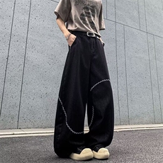刺绣牛仔裤男女2025夏季街头中性风设计感刺绣阔腿拖地裤9260P58，男装牛仔裤，星座410-2