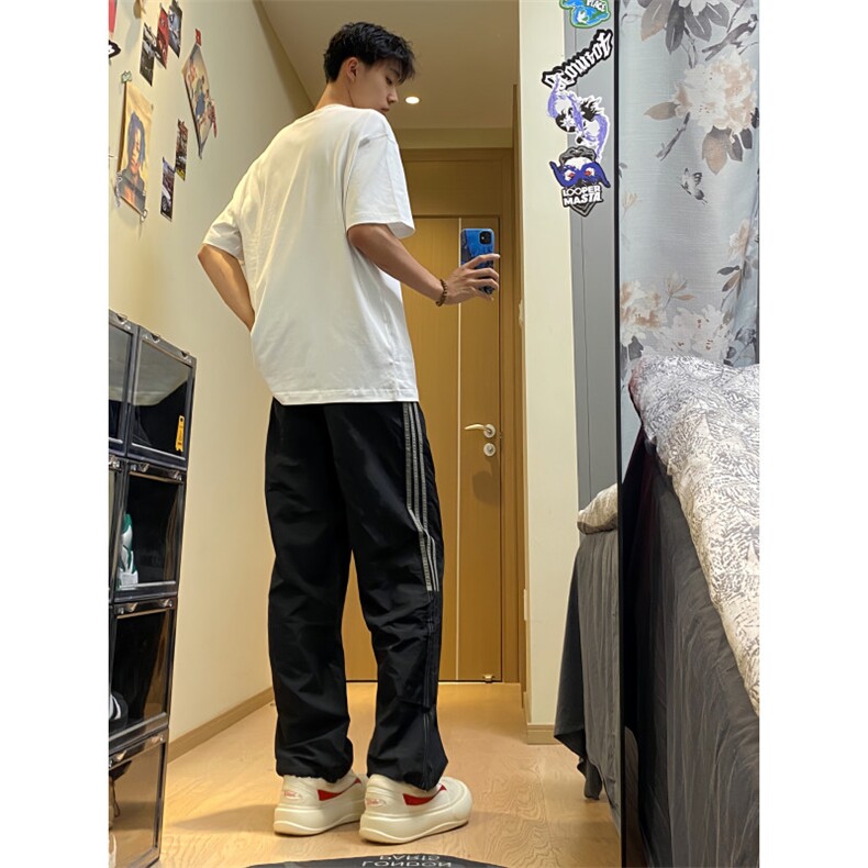 【网图有货】三条杠条纹织带裤子夏季直筒速干运动裤K22LL-特P40,女装休闲裤,星座1007（原301D）