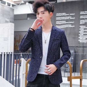 青年休闲西服男潮四季修身正装西装韩版帅气灰色男士外套图片