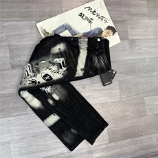 1506A/GLH8780/P54网红同款潮牌黑色涂鸦牛仔裤，男装牛仔裤，星座1506A