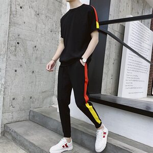 2021夏季短袖t恤长裤韩版潮流一套衣服休闲男装帅气套装DS140T图片