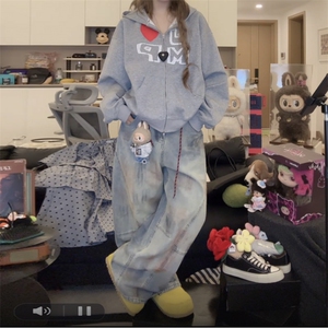 做旧蓝牛仔裤男女同款长裤A44-P55图片