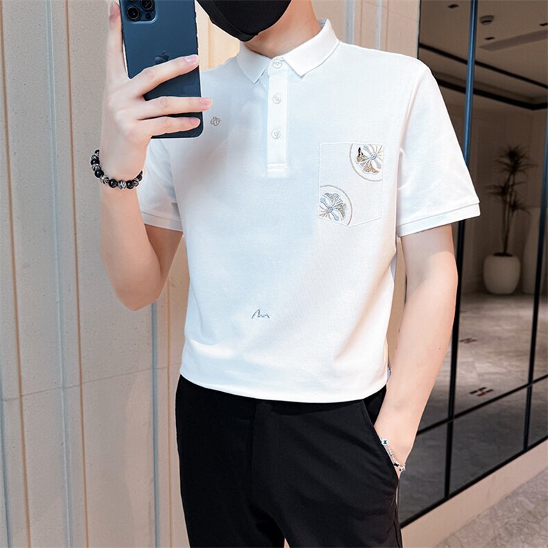 2025夏季新款帅气刺绣短袖T恤翻领Polo衫32552-P58,男装T恤,电商D342
