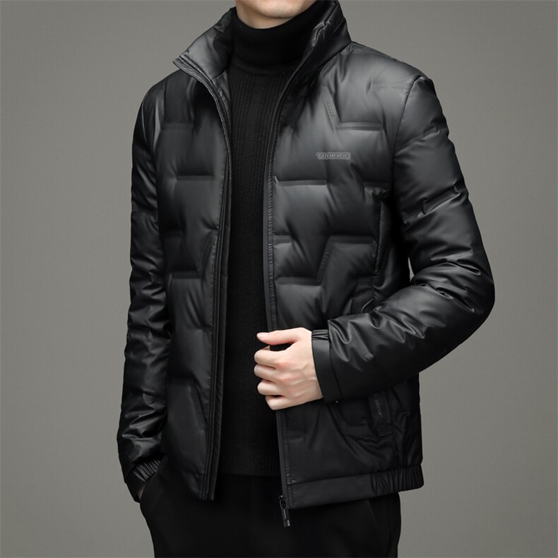 2023年新款冬季中年男士商务休闲羽绒服加厚保暖立领外套男装,男装羽绒服,电商B212（原钱塘6029）