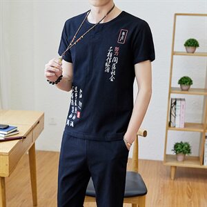 夏季套装男短袖t恤潮流休闲风2021新款夏装一套衣服TZ022图片