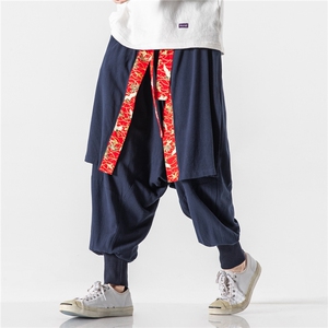 20秋冬 日系大码古风风亚麻棉麻哈伦仙鹤裙裤汉服/图片