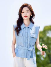 今年流行时尚女2025夏季新款衬衫领单上衣，女装衬衫，靓衣阁