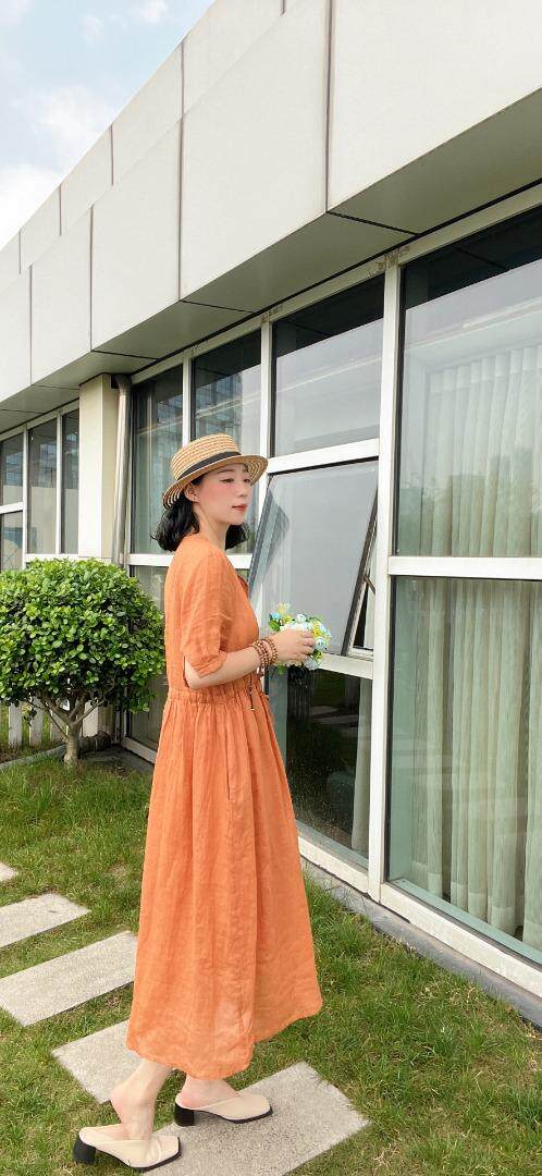 纯苎连衣裙小衫裤子裙子衬衣 时尚风 风淑女风休闲风，女装连衣裙，川哲