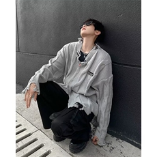 针织开衫破洞男女韩版潮流高街帅2024秋冬新款2024毛衣MZ568-P53，男装针织衫/毛衣，星座412-2
