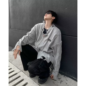 针织开衫破洞男女韩版潮流高街帅2024秋冬新款2024毛衣MZ568-P53图片