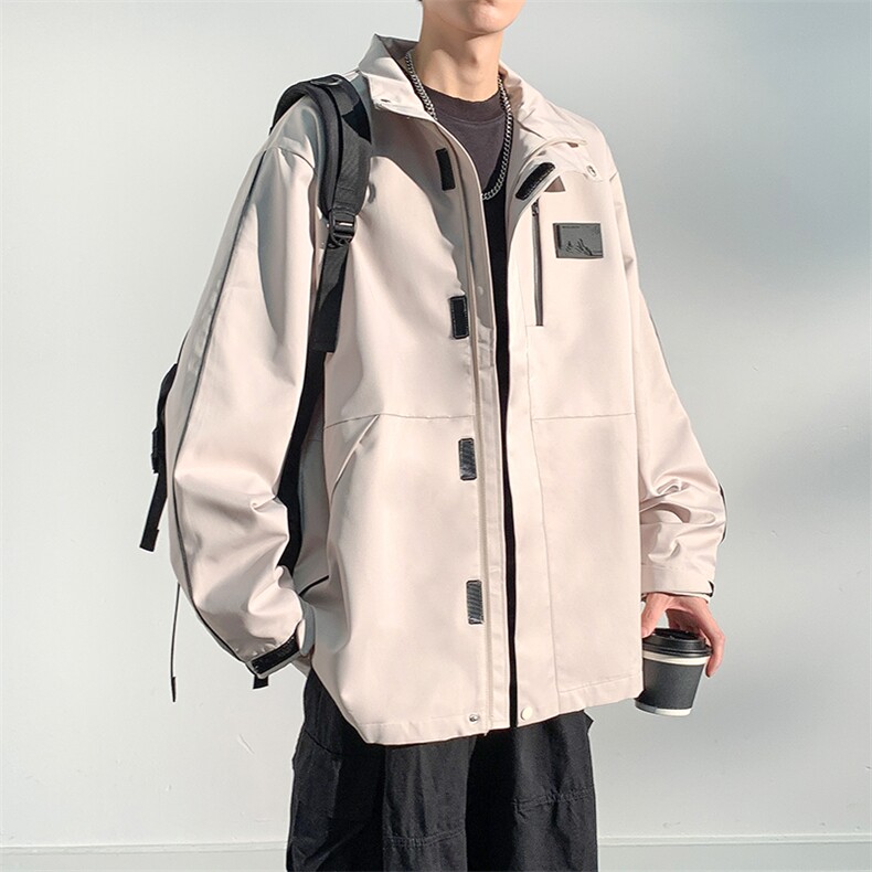 J6616P78光影墙抖音高品质防水牛津布冲锋衣外套反光条拼接,男装夹克,电商A026-1