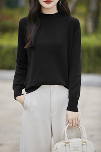 100%纯棉线半高领针织打底女2025新款长袖保暖内搭全棉中高领毛衣图片