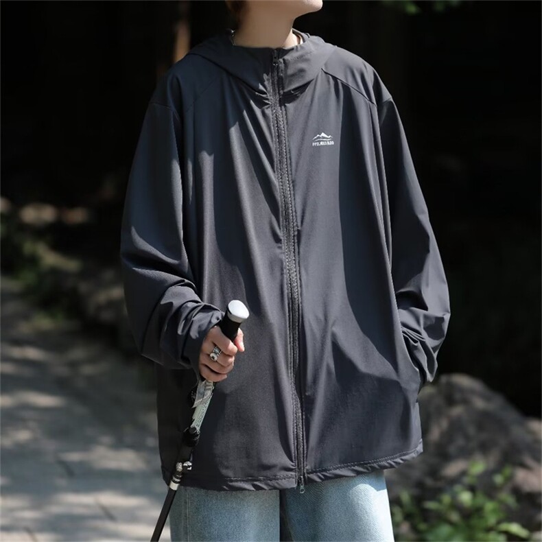 冰丝凉感防晒衣服外套男女宽松连帽夏季轻薄情侣夹克FW92431-P40，男装夹克，星座1008