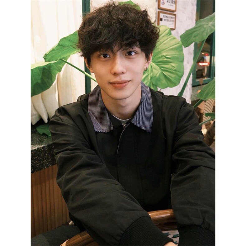 网图有货千鸟格拼接领口门襟黑色复古夹克外套男女A873-P58,男装夹克,星座1505