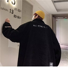 美式羊羔绒衣外套男士秋冬季高街慵懒风宽松立领服W6318-P75，男装棉衣，星座512-3