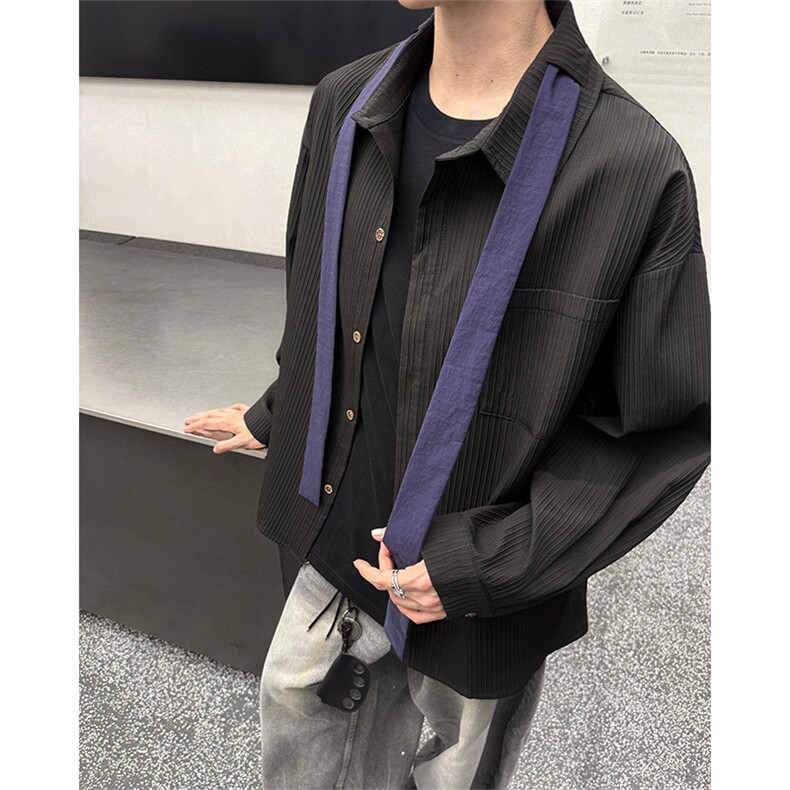 （送个性领带）CS1160-特P42控88肌理感长袖男小众设计大码衬衣,男装衬衫,电商A059