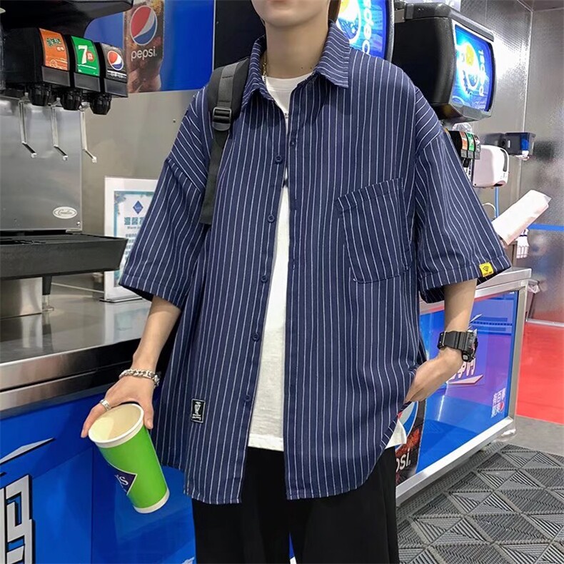 夏季短袖衬衫潮流帅气休闲衬衫条纹衬衫C550P28,男装衬衫,星座1116-2