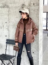 菱形格压薄亮片外套，其它，微迪菲