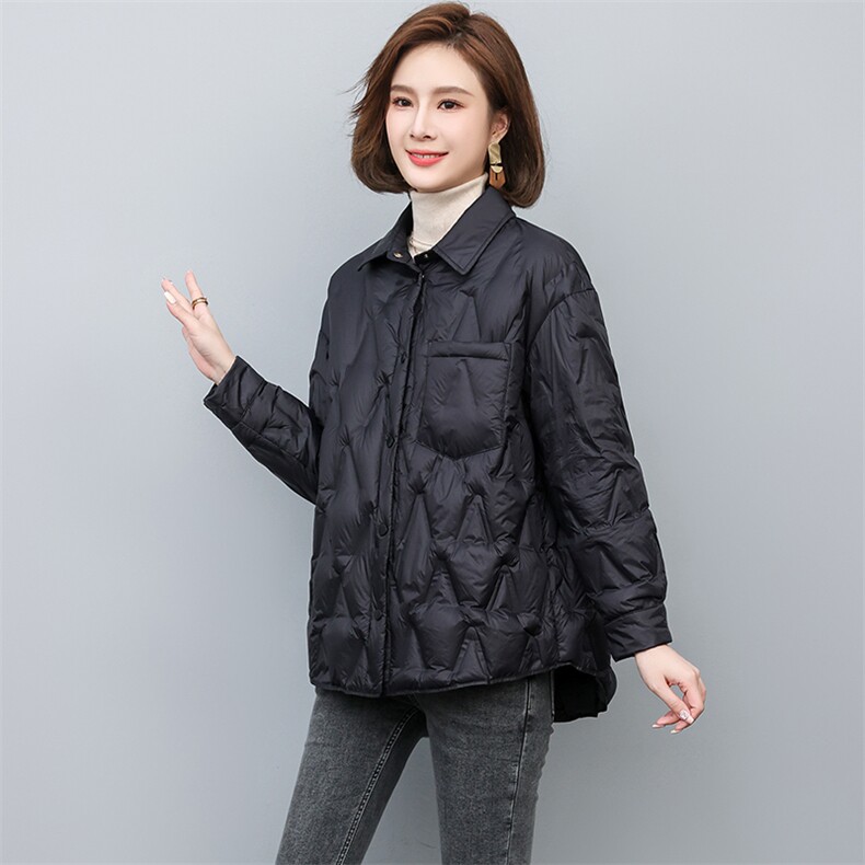 冬季短款羽绒服女2022新款衬衫款轻薄羽绒外套,女装羽绒服,忆绮罗