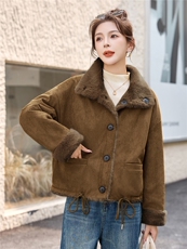 2025年冬季新款时尚舒适柔软两面穿皮毛一体外套，女装棉衣/棉服，心心服饰