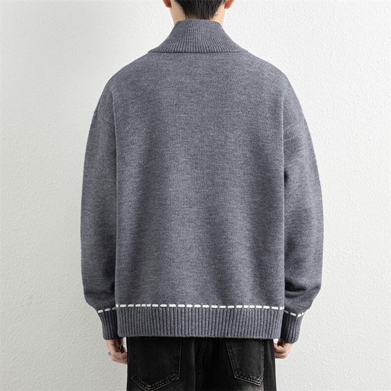 25691-特P58秋时尚半高领毛衣外套男士针织衫宽松纯色打底衫,男装T恤,电商D310B