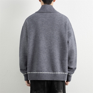 25691-特P58秋时尚半高领毛衣外套男士针织衫宽松纯色打底衫图片