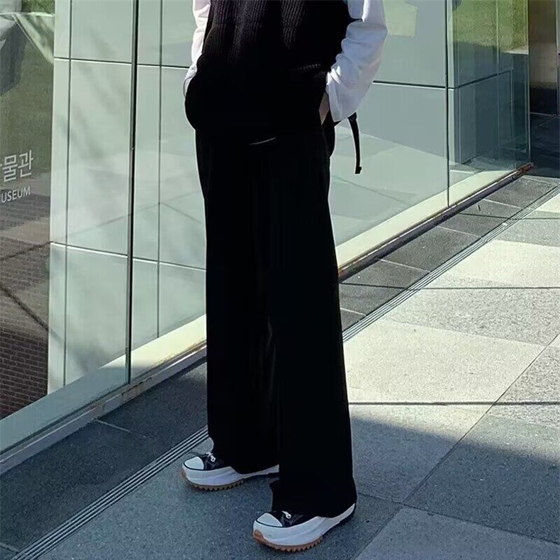 高级垂感微喇叭休闲西裤男春秋季直筒宽松坠感阔腿拖地长裤KC636,男装西裤,星座1116A（原606A-3）