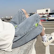 夏季港风直筒开叉男运动抽绳牛仔短裤D201-DM156-P45，男装牛仔裤，电商D321-1
