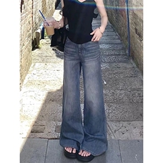 AK2181-P55美式复古新款辣妹高腰宽松显瘦牛仔裤，女装休闲裤，星座617A-2