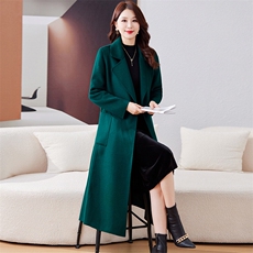双面羊毛大衣女2026年秋冬新款气质百搭中长款显瘦羊毛外套，女装双面呢大衣，小荷流