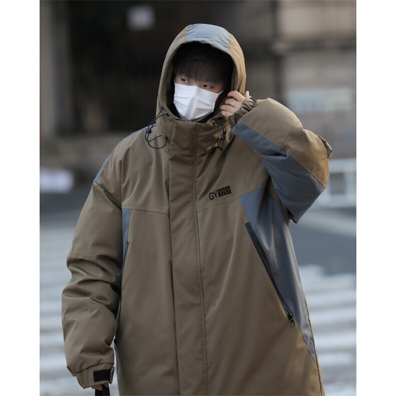 F89-P98冬季宽松工装连帽棉服男美式复古潮牌拼色机能冲锋衣,男装夹克,星座512-6