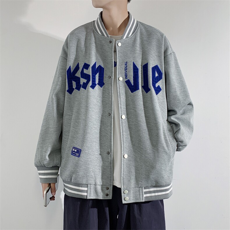 秋季潮牌棒球服男女潮流港风学院风华夫格夹克外套模特J202-P75,男装夹克,星座815-2