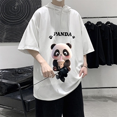 LD54417-P45NASA连帽短袖t恤男大码胖子带帽五分袖中袖，男装T恤，电商A040