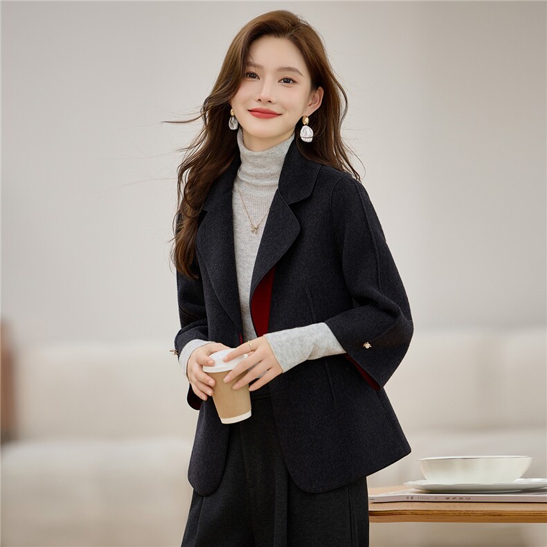 2025年新款秋冬高端双面呢羊绒大衣女中长款宽松羊毛外套,女装毛呢外套,众宇琦