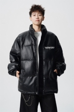 鳄鱼纹印花设计大码M-5XL手塞棉夹克PU皮棉服外套男8507P120控158，男装夹克，星座227-7