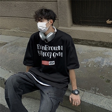 港风字母印花设计T恤男潮大码短袖T恤男DT77774P18块特价控38，男装T恤，星座227-7
