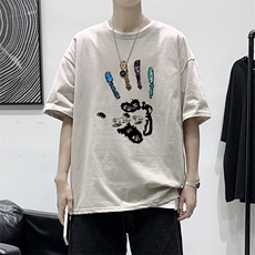 T2228P25港风室内男士t恤短袖ins潮牌潮流夏季薄款上衣服港风宽松，男装T恤，星座510A-1