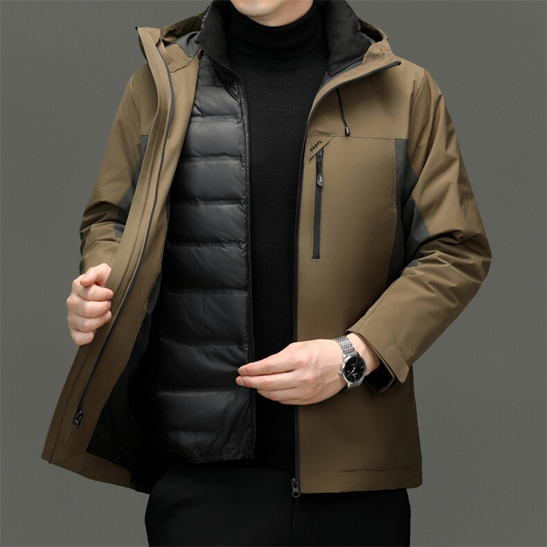 男装羽绒服YR2537新品主推新标90绒子可脱卸白鸭绒内胆一衣三穿，男装羽绒服，钱塘207-1