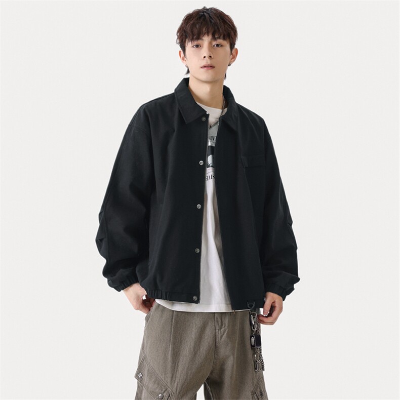 2025新款现货纯棉夹克男宽松翻领上衣外套DSA157B-J2560-P86,男装夹克,电商A157B