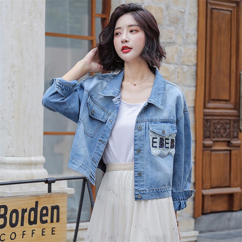 牛仔外套女宽松流行韩版2021春秋新款网红夹克bf短款女装上衣，女装短外套，潮品会