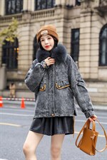 狐狸毛领牛仔外套！MLXL！现货！！，其它，欧雅斯丹·尔