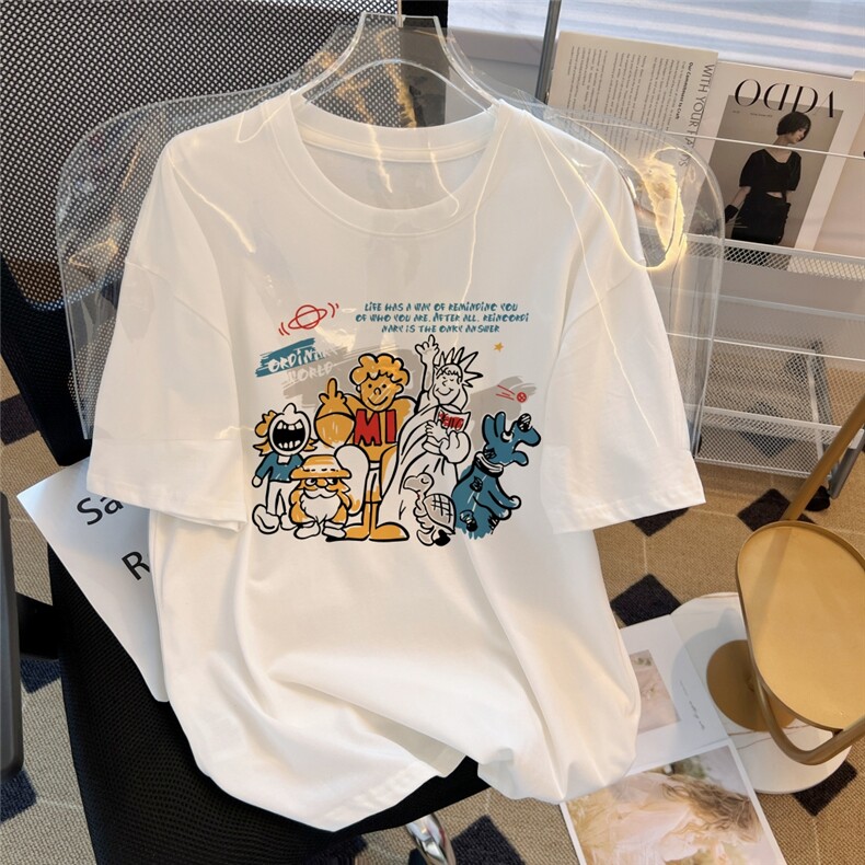 T0667-P25学院风学生情侣款宽松大码卡通纯棉亲肤短袖,男装T恤,星座617A-2