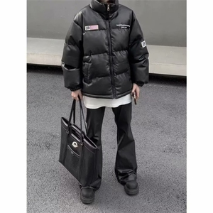 1506-1/MB1961/P84美式复古高街潮牌宽松情侣款加厚亮面皮棉服图片