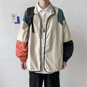 男秋季外套潮牌街头双层撞色拼接夹克HY33P55