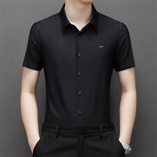 夏季新款2022中年男士短袖衬衫休闲免烫爸爸装衬衣上衣，男装衬衫，电商B212（原钱塘6029）
