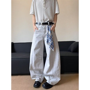 辣到中暑美式高街脏脏破洞牛仔裤宽松直筒阔腿休闲裤RK3029-P51，男装休闲裤，星座412-2