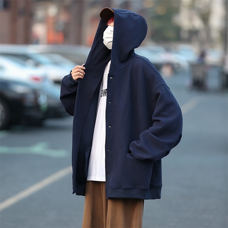 WY017-P48日系华夫格连帽300克开袋卫衣外套,男装卫衣,星座1501-1