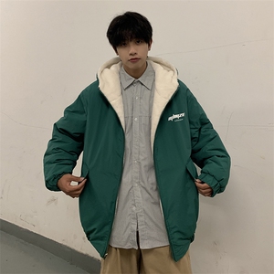 XZ213-MY53-P128控148港风大码加绒双面穿连帽保暖棉服男潮冬季,运动t恤中长款穿搭图片