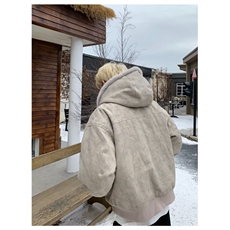 网络图现货潮牌卡其色加厚男女工装风连帽宽松棉袄J8184-P100，男装工装外套，星座715-7