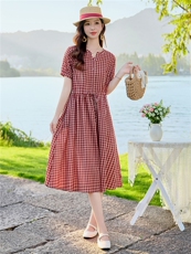 6303时尚显瘦格纹连衣裙，女装连衣裙，倪叶myz